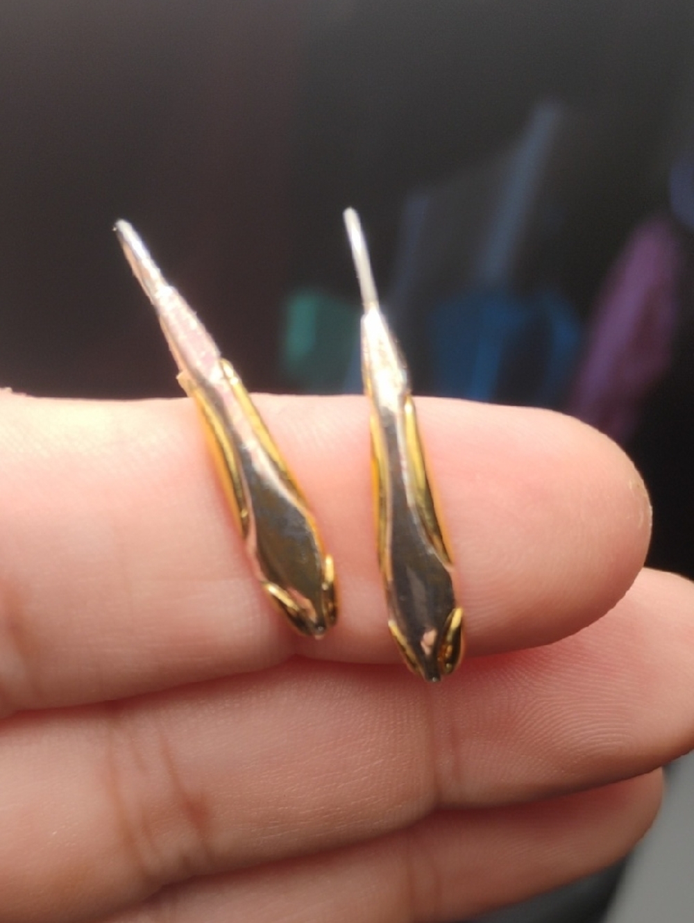 Silver/Gold Tone Signed Earrings